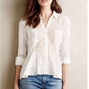 Maeve Plaid & Lace Blouse